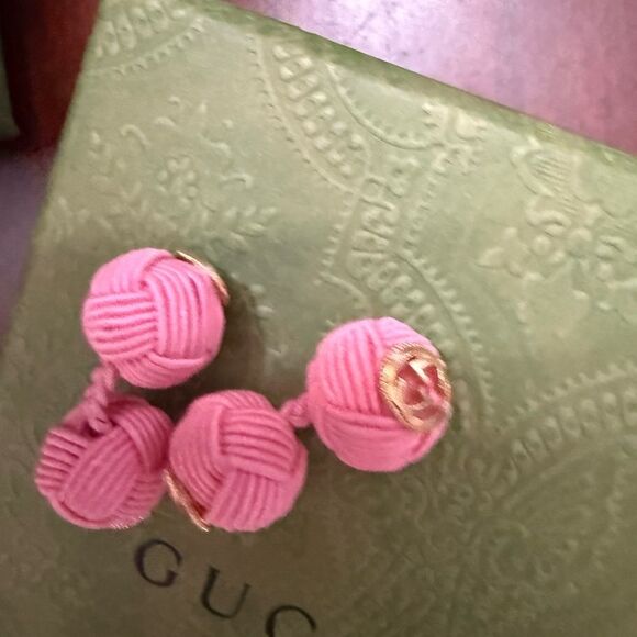 Brand new with box Gucci Pink interlocking G rope  cufflinks - Picture 2 of 5